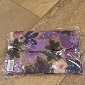 Floral Sequin Clutch. NWT.